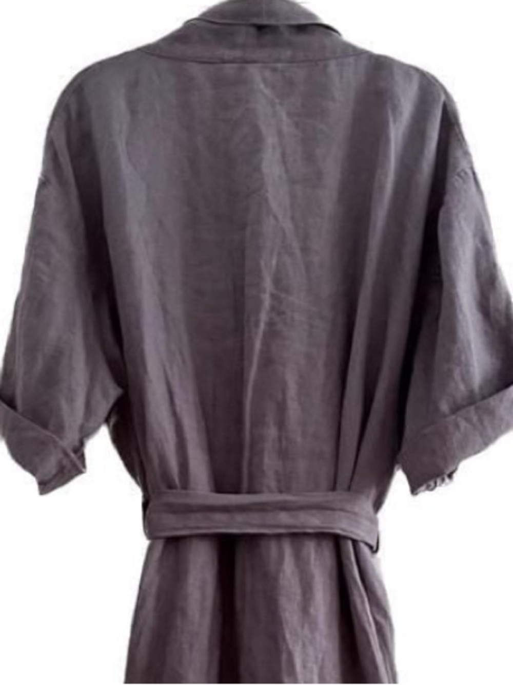 Rough Linen Robe 100% Linen Flax Gray Unisex Large - Picture 8 of 10
